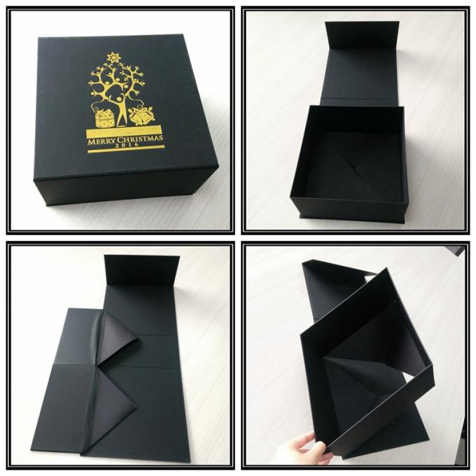 Подарочная коробка изготовленного на заказ логотипа штемпелевать золота присутствующая, коробка коробки складчатости черноты Смас