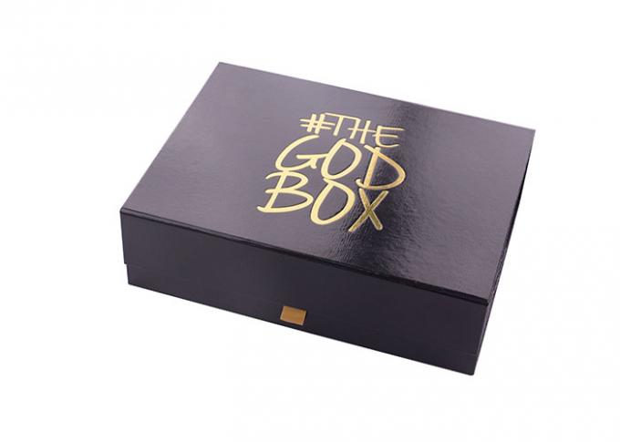 Подарочные коробки Папербоард прямоугольника складывая с черным фоторезистом и горячим логотипом золота