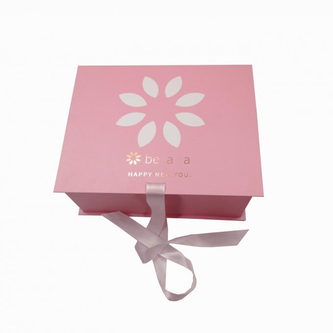 Розовая косметика картона упаковывая складное закрытие ленты подарочных коробок для заботы кожи