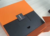Книга картона сформировала верхнее коробки покрашенное апельсином напечатанная с черным разделом поставщик