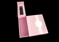 Розовая магнитная коробка карты подарка закрытия с 2 прослойками и ясным окном поставщик