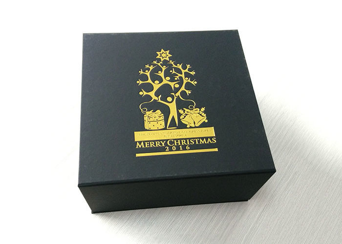 Подарочная коробка изготовленного на заказ логотипа штемпелевать золота присутствующая, коробка коробки складчатости черноты Смас поставщик