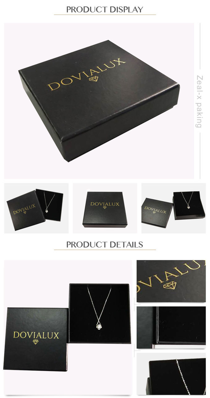 Легковес черного ожерелья картона подарочной коробки бумаги ювелирных изделий упаковывая с губкой