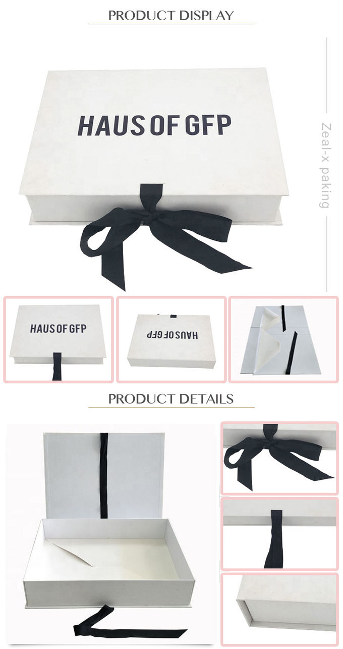 Белый плоский складывая подарочной коробки закрытия ленты транспорт магнитной легкий для упаковки платья